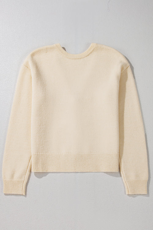 Jet Stream Plain Bowknot Knit Cropped Cardigan