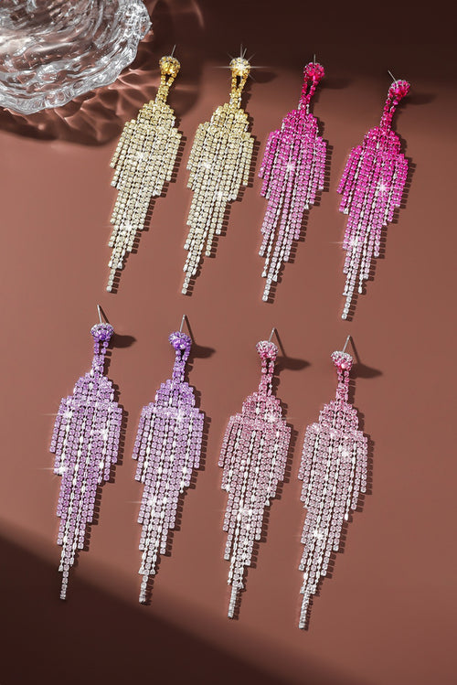 Bonbon Rhinestone Tassel Dangle Stud Earrings