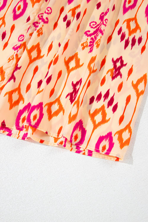 Abstract Geometric Orange Western Printed Maxi