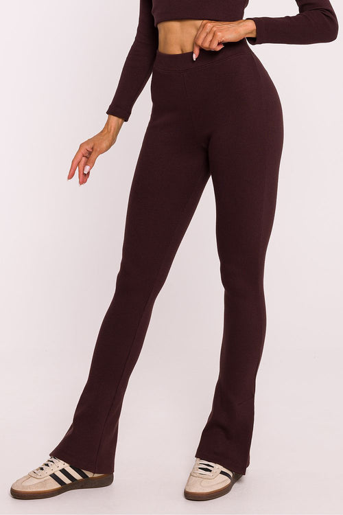 Ribbed cotton knit fabric long leggins