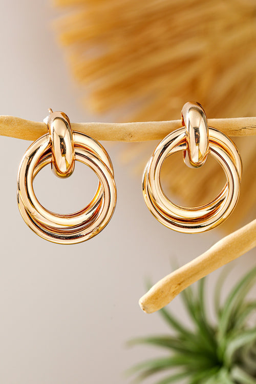 Gold Circles Plated Alloy Stud Earrings