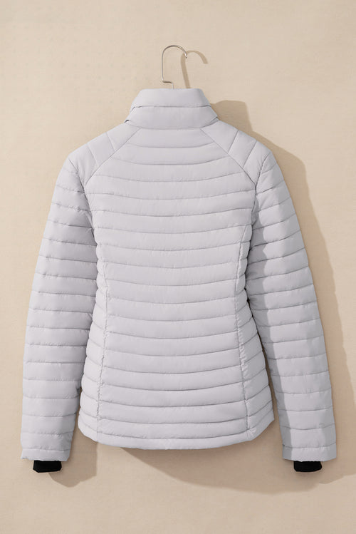 Myosotis Solid Color Quilted Zip-up Puffer Jacket