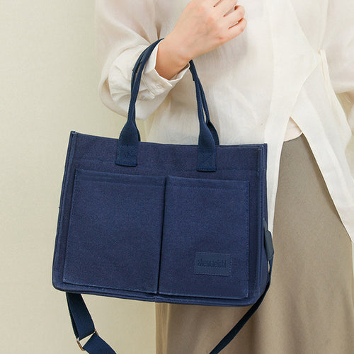 Canvas Shoulder Multi-pocket Shopper