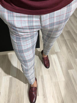 Slim men's cotton casual pants  Gray trousers