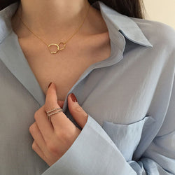Modern Jewelry Chain Necklace Popular Metal Alloy Golden Plating Color Geometric Pendant Necklace For Girl Gifts