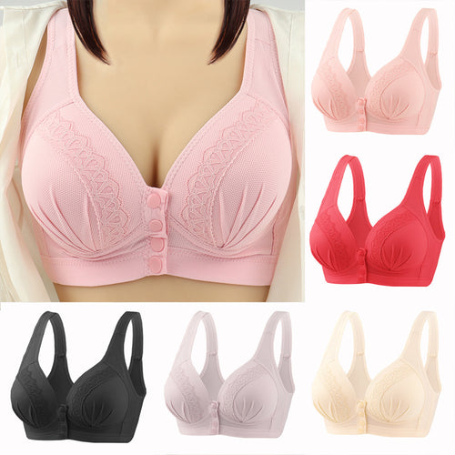 Front Closure Button  Wireless Bralette Push Up