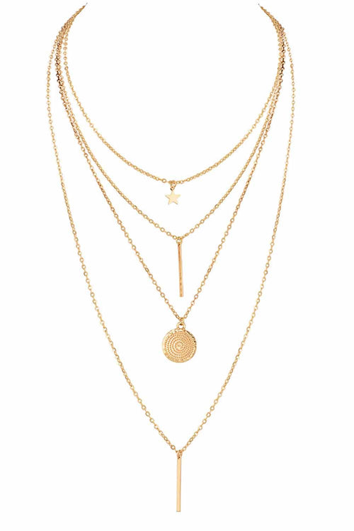 Gold Boho Multi-layered Star Pendant Plated Necklace