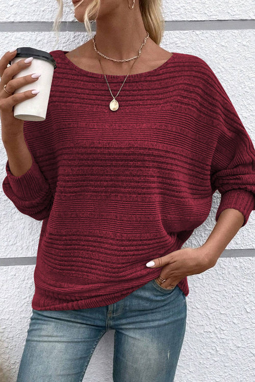 Burgundy Pit Stripe Batwing Sleeve Top