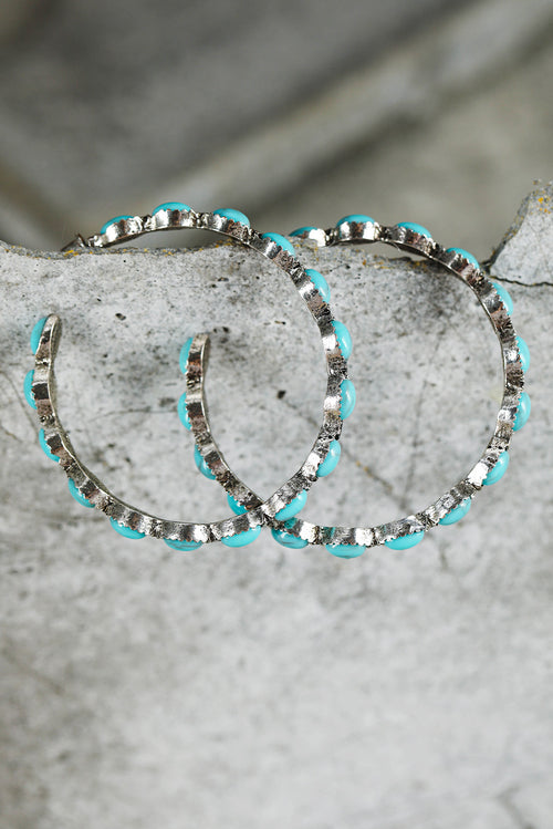 Sky Blue Gem Inlay Retro C-shape