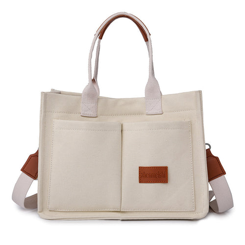 Canvas Shoulder Multi-pocket Shopper