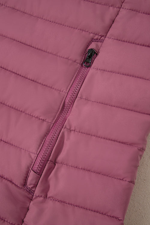 Myosotis Solid Color Quilted Zip-up Puffer Jacket