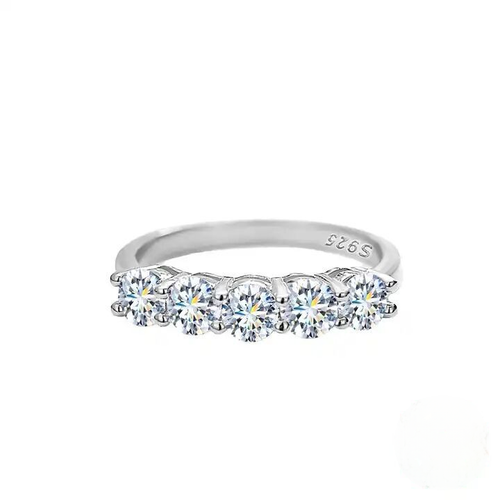 Moissanite Vijfsterren Rij Diamanten Ring Ring PT950 Platina Vrouwelijk 18K Goud S925 Zilver