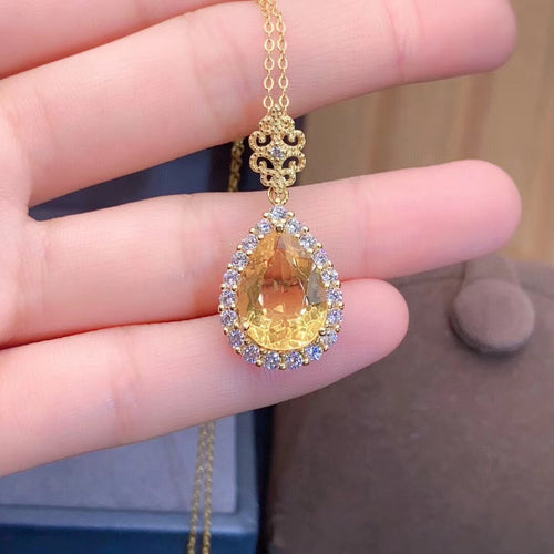 Citrine Pendant Necklace Female Crystal