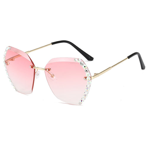 Zonnebrillen voor dames Koreaanse mode randloze kristallen hypermoderne zonnebril