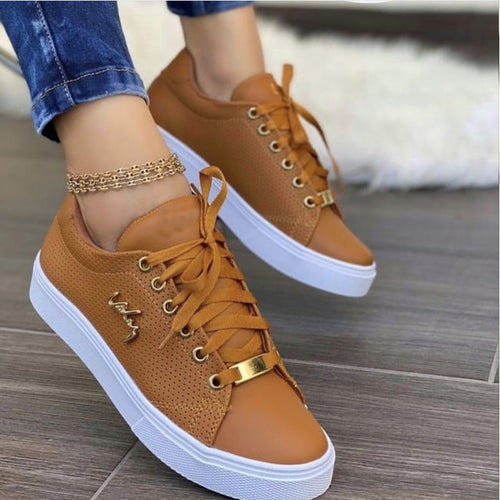 Women Flat Sneakers Breathable Lace-up