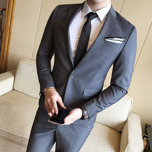 One button suit two-piece men's suit - SIMWILLZ 