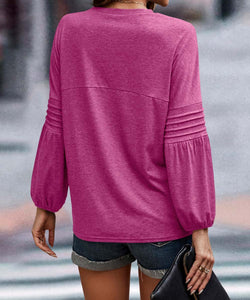 Long Sleeve Solid Color Loose round Neck Casual