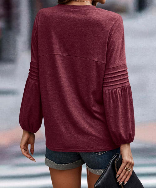 Long Sleeve Solid Color Loose round Neck Casual