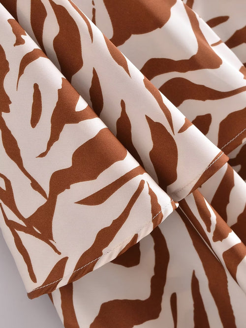 Zebra Print Floral Print Mid Length Sleeves Romper