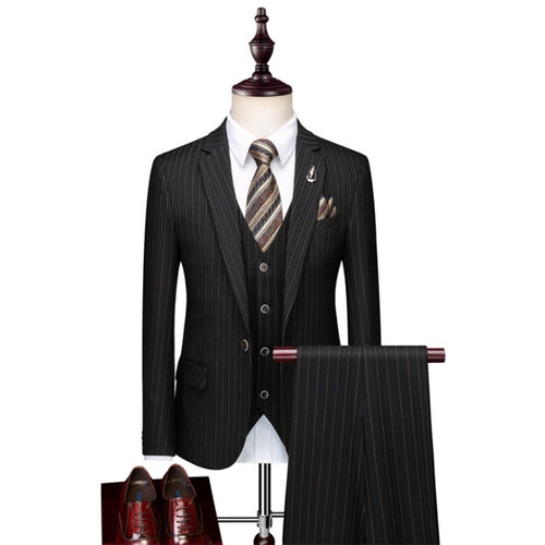 Striped suit business casual suit men's three-piece suit - SIMWILLZ 