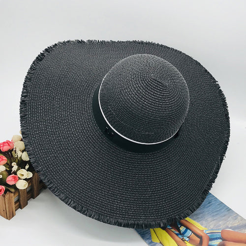 Gecodeerde gevlochten breedgerande hoed brede rand strohoed zonnehoed dames zomer Koreaanse strandhoed 