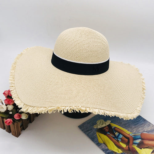 Gecodeerde gevlochten breedgerande hoed brede rand strohoed zonnehoed dames zomer Koreaanse strandhoed 
