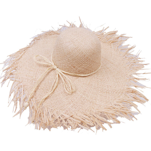 Raffia Koreaanse stijl brede rand hoed zonnehoed strandhoed vrouwelijke pet lange termijn levering naadloos 