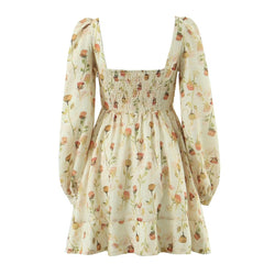 Square Collar Floral Printed