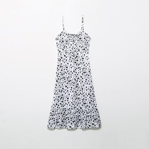 V neck Breasted Animal Print Midi Cami