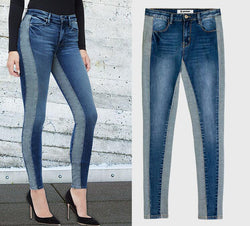 European and American jeans summer new elastic thin skinny pants deep stitching women's jeans
