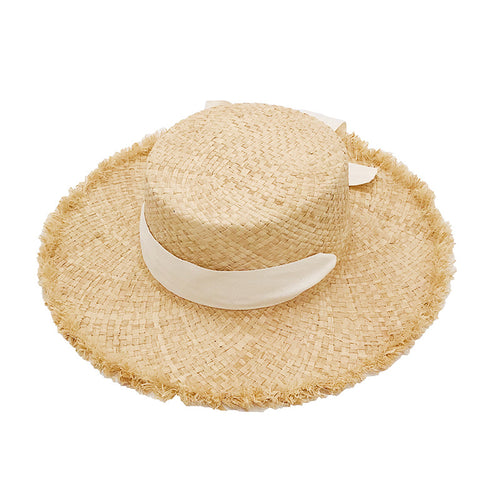 Lace-up Lace Sun Hat Lafite Straw Hat Flat-Top Hat Competitive Factory Seamless