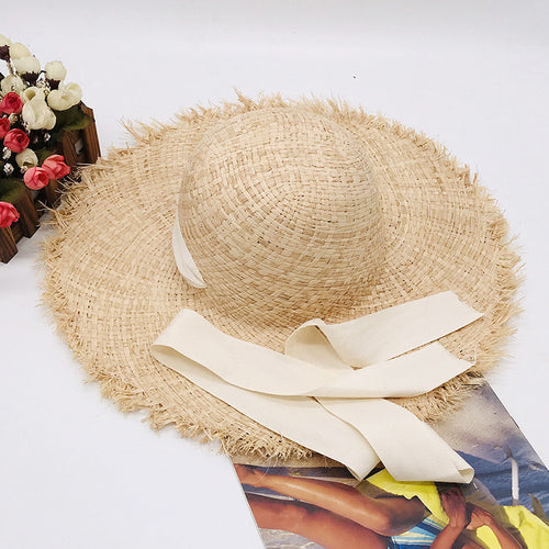Lace-up Lace Sun Hat Lafite Straw Hat Flat-Top Hat Competitive Factory Seamless
