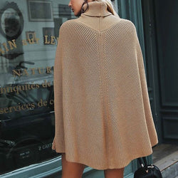 Cape Knitted Turtleneck Shawl