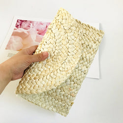 Corn Husk Straw Bag Clutch Female Large Capacity Clutch Hand-Woven Bag Mobile Phone Bag Coin Purse Japanese Korean