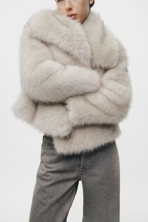 Autumn Winter Women Clothing Fashionable Artificial Fur Effect Short Coat