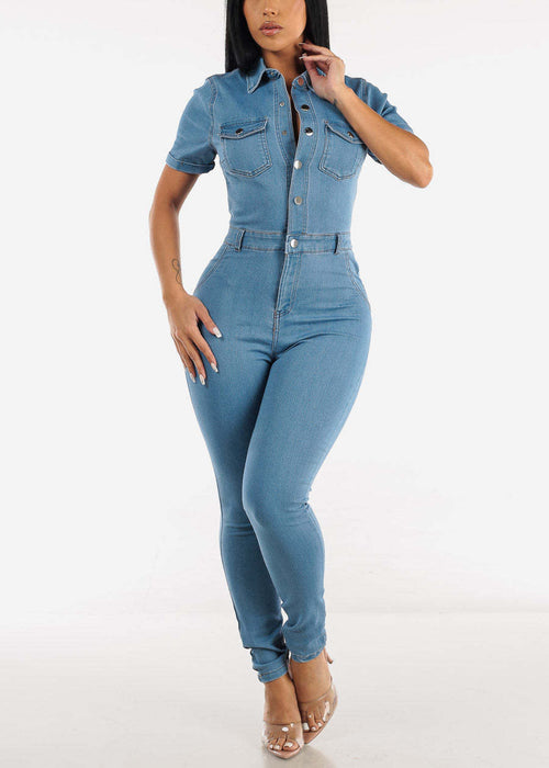 Women Sexy Slim Fit Slimming Denim Jumpsuit