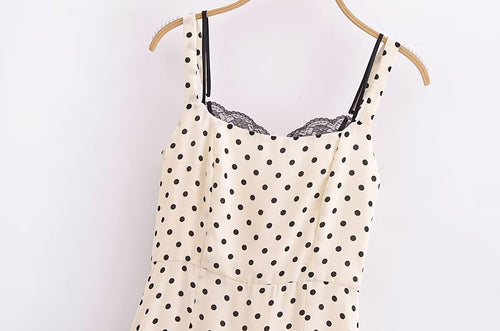 Dots Printed Sexy Lace Splicing Sling