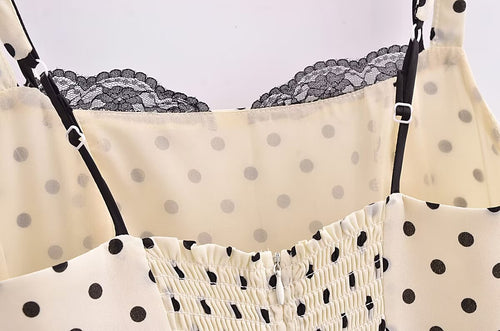 Dots Printed Sexy Lace Splicing Sling