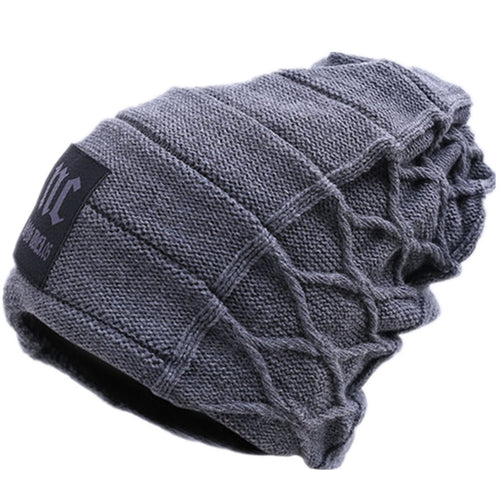 New Cloth Label Men's Hat Autumn And Winter Knitted Hat Fleece Lined Wool Hat Fashionable Pullover Nc Hat Warm Hat For Men - SIMWILLZ 