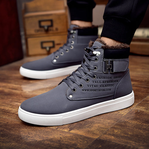 Dekabr 2021 Hot Mannen Schoenen Mode Warm Bont Winter Mannen Laarzen Herfst Lederen Schoeisel Voor Man Nieuwe Hoge Top canvas Casual Schoenen Mannen 