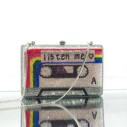 Cassette Tape Clutch Women Crystal Evening Bag