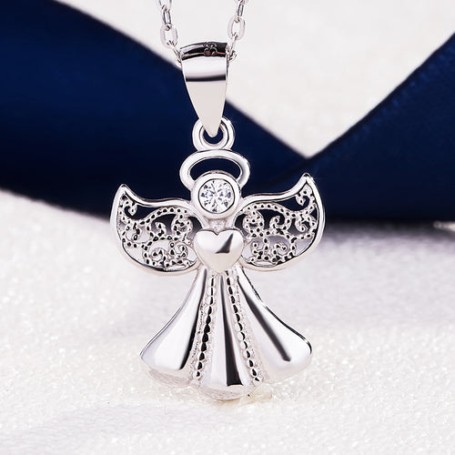 Female S925 Silver Angel Necklace Pendant