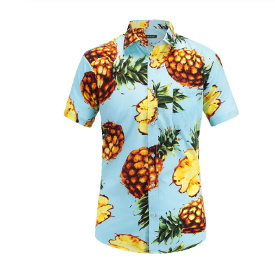 Dark Blue Pineapple Button Up Shirt - SIMWILLZ 