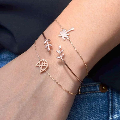 Europe and America minimalist wind bracelet female leaves coconut tree cat banana tree bracelet bracelet bracelet jewelry ornaments