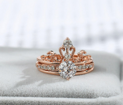 Crown Rings For Women White Gold Engagement Wedding Ring Jewelry
