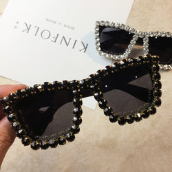 Female heavy metal diamond sunglasses