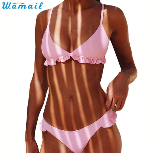 Womail Suit Bikini Swimwear Women Push-Up Padded Bra Beach Bikini Set Swimsuit Swimwear 2021 drop shopping 1PC