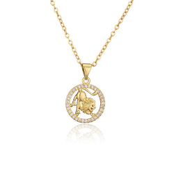 Golden Zodiac Pendant Necklace Female