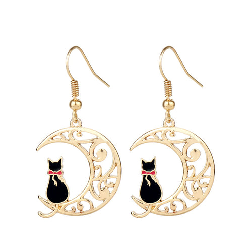 Empty Moon Cat Dripping Earrings Earrings Female Cartoon Animal Earrings