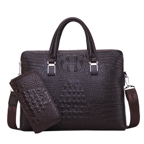 2021 Men Business Handbag Cross Section Pattern Casual Briefcase PU Leather Messenger Bag For Men - SIMWILLZ 